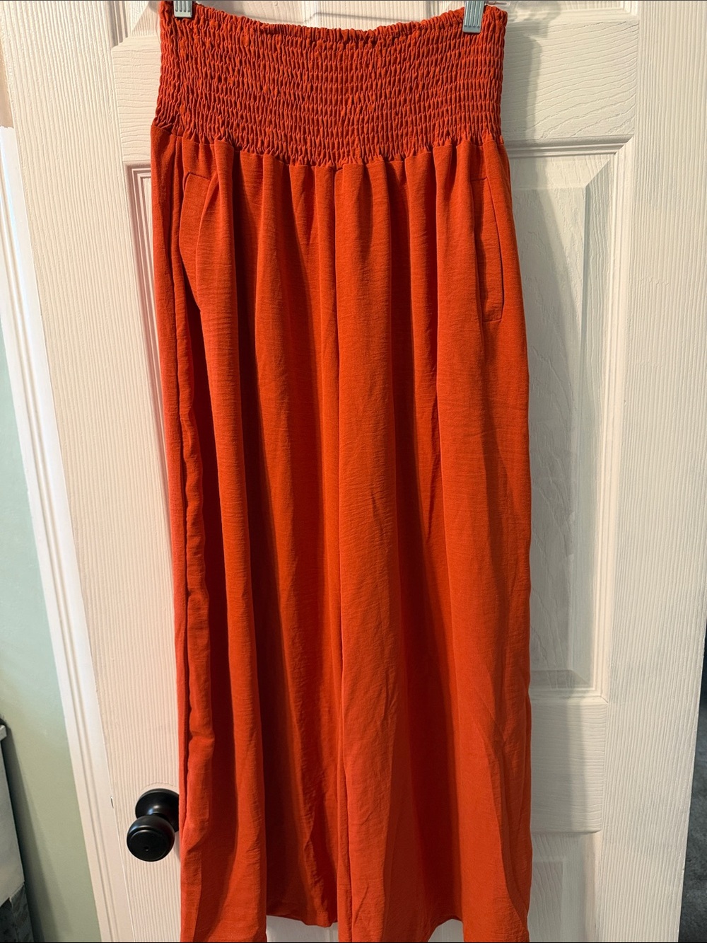 Women's Smocked Waist Maxi pants - Orange